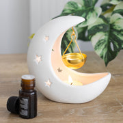 Aroma brander Maan wit met goud