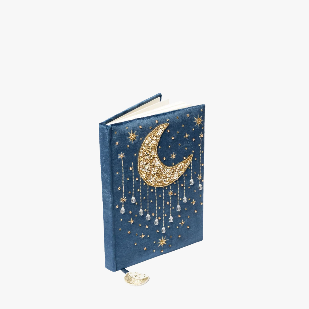 Notitieboek Fluweel Blauw - Maan